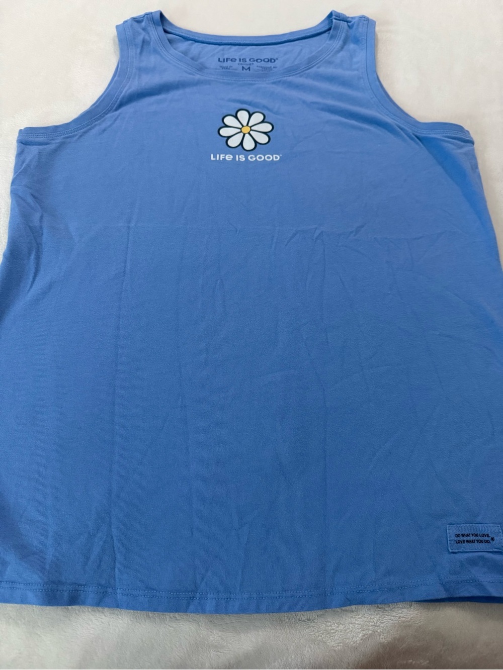 Life is Good Women’s Blue T-shirt Size Medium Daisy Flower E14